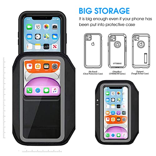 ZORBES Armband for Mobile Phone Running, Waterproof Phone Holder for Running for iPhone 13, 12, 11, XR, Elastic Arm Band with Card Holder for Within 6.2in 's Mobile (Black)