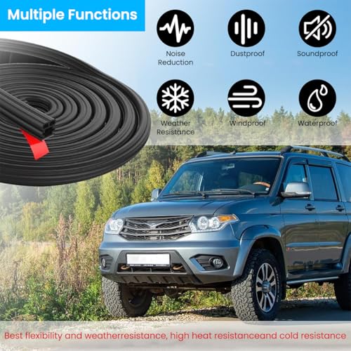 STHIRA® 52.5Ft Car Door Seal Strip Weather Stripping Car Rubber Seal Cuttable Door Edge Weather Strip Automotive Soundproof Door Trim Seal Universal Door Edge Rubber Trim for SUV, Van, Pickup Trunks