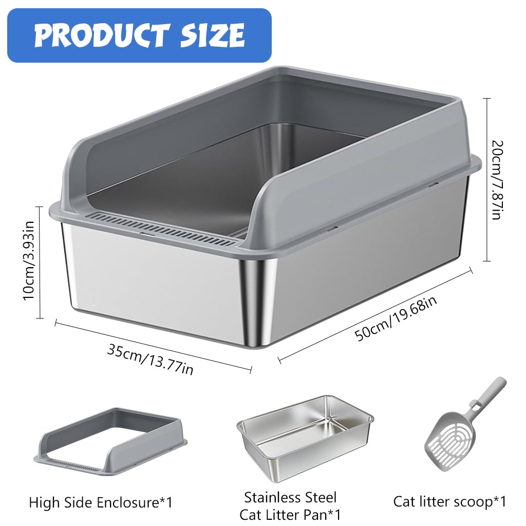 Qpets Stainless Steel Cat Litter Box