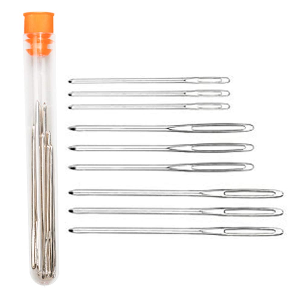 ZIBUYU Crochet Needles Set Large Eye Blunt Needle Crochet Kit Stainless Steel Sewing Needles Knitting Needles for DIY Crochets 3 Sizes Yarn Knitting with Transparent Bottle - 9 Pcs