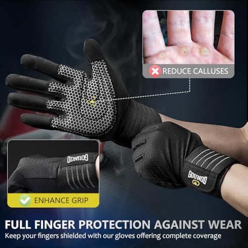 Proberos® Full Finger Workout Gloves with Wrist Support Gym for Men and Women Professional Weightlifting Fitness Training M 2PCS