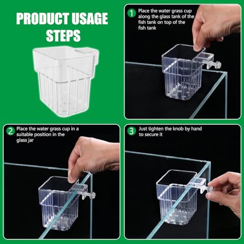 Qpets® Wall-Mounted Aquarium Plant Holder Cup, ABS Acrylic Plant Basket with Draining Holes & Screw Fix, Transparent Pot for Hydroponic Aquatic Plants (2Pack)