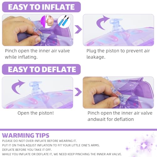 Proberos® Ultra-Safe Dual Chamber Swimming Arm Floats for Kids 3-6 Years PVC Water Wings with Kuromi Print Leakproof Valves Tube Beginner Toddler Pool Beach Use 2PCS