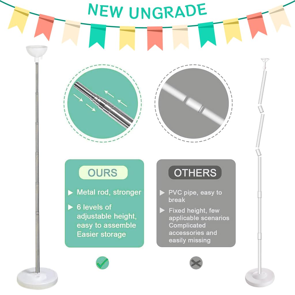 HASTHIP 6.5Ft Adjustable Metal Balloon Column Stand Kit, 2M Retractable Metal Tower, DIY Assemble for Birthday, Wedding, Baby Shower, Graduation, Party Decorations