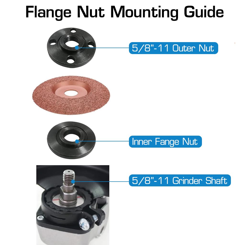 Serplex Angle Grinder Wrench Attachment Angle Grinder Nut 4PCS Grinder Flange Nut 5/8-11 Grinder Nuts Compatible with Dewalt Milwaukee Makita Bosch Ryobi Black Decker Grinder Parts