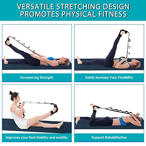 Proberos® Yoga Belt for Women Men 5 Loops Foot Stretcher Strap for Stretching Bands Exercise Fitness Rehabilitation Ligament Ankle Joint Correction Hemiplegia Training 2 PCS