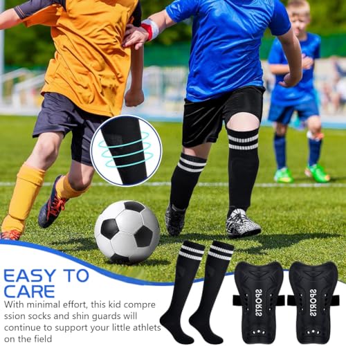 Proberos® Soccer Shin Guards and Socks for Toddler Kids Youth Lightweight Pads Protective Gear for 5-10 Years Old Children 3 PCS