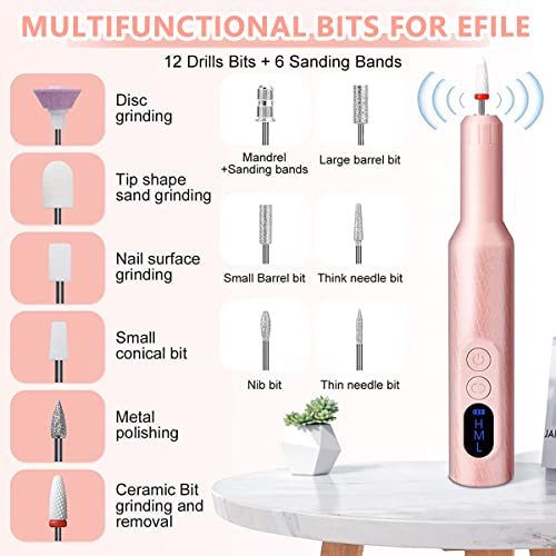 MAYCREATE® Cordless Nail Drill Machine with Drill Bit Kit Professional Adjustable for Gel Extension Salon Electric Manicure Pedicure 2 PCS