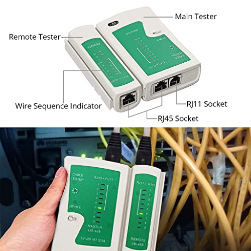 Serplex RJ45 Crimping Tool for Cat6 Cat5e Cat5, 50PCS RJ45 Cat6 Pass-Through Connectors, 50PCS Covers, Network Cable Tester, Screwdriver, Wire Punch Down Cutter, Wire Stripper, with Storage Bag