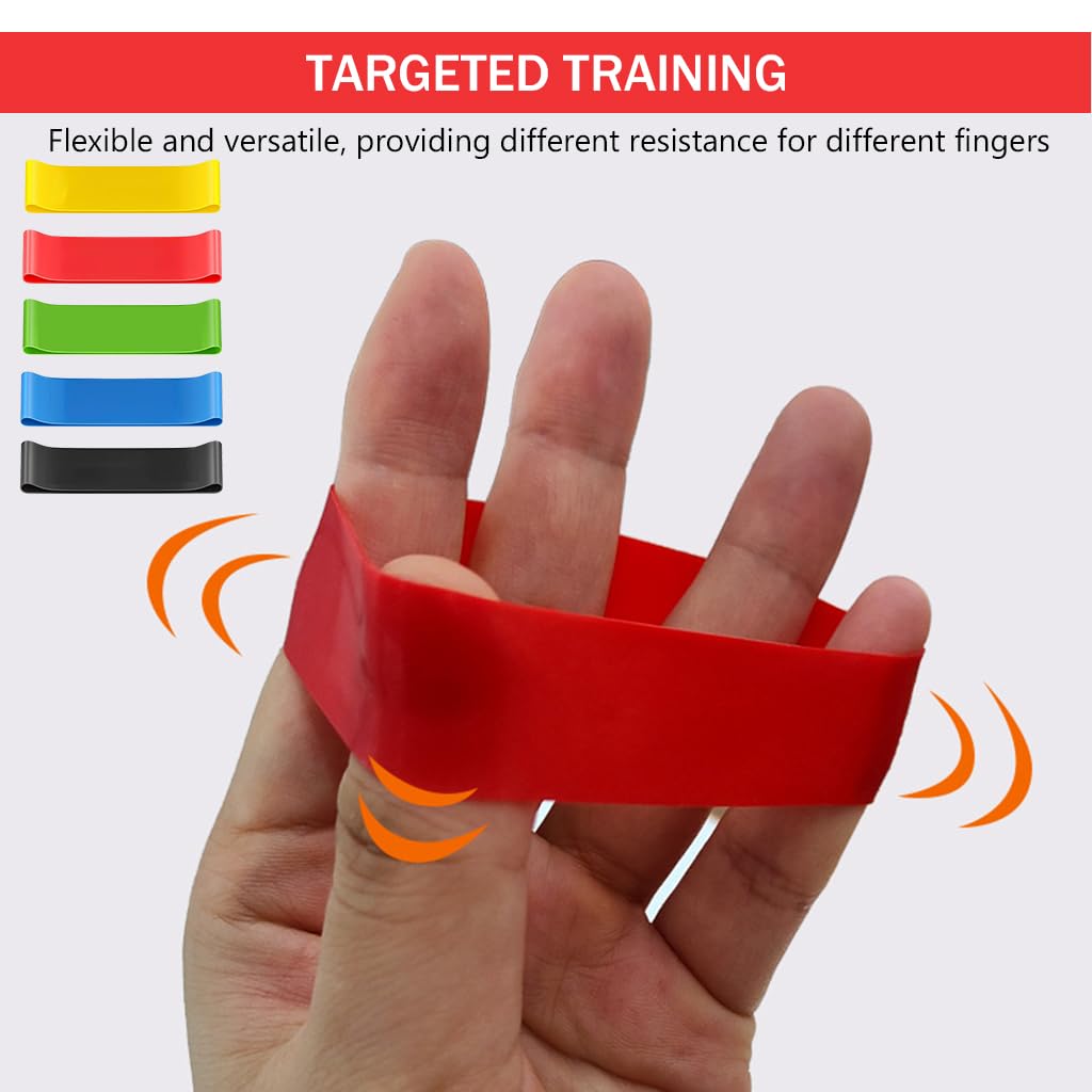 Proberos hand exerciser and hand strengthener set - 10 finger resistance bands perfect for extensor training, forearm, hand and finger strength,
