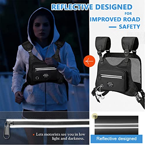 Optifit® Chest Bag for Men Women Stylish Tactical Vest Adjustable Rig Pocket for Hiking Camping Night Running Exercise 3PCS