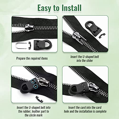 HASTHIP® 40PCS Zip Puller Zipper Pulls Replacement Kit, Universal Jacket Zipper Chain, Removable Zip Puller Tab for Bags, Purses, Luggage, Backpacks, Boots, Tents (3 Styles, 4 Sizes)