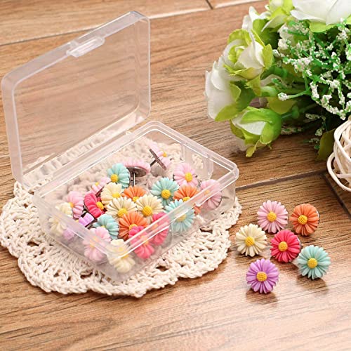 HASTHIP® 30PCS Flower Thumb Tacks Decorative Daisy Push Pins Creative Thumbtacks for Photo Wall Feature Whiteboard Cork Map Bulletin Office Home