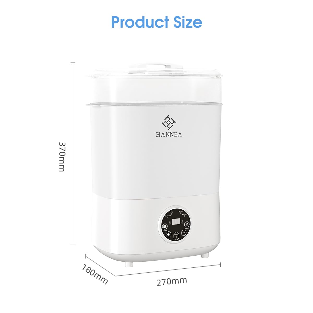 HANNEA Baby Bottle Sterilizer Warmer and Dryer, 3-in-1 LED Screen Electric Steam Ste-rilizer and Dryer Machine for 6 Baby Bottles, Sterilizer for Feeding Bottles, Universal Fit for All Bottles