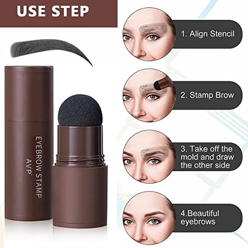 MAYCREATE Eyebrow Stamp Stencil Kit, One Step Eyebrow Stamp Waterproof Long Lasting, Eyebrow Stamp Makeup Tools, 10 Reusable Eyebrow Stencils Shape Thicker with 2 Eyebrow Pen Brushes(Dark Gray)