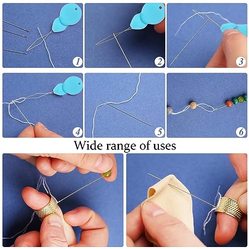 HASTHIP® 168PCS Beading Needles Set, 20PCS Long Straight Thread and 8PCS Big Eye Needles with Needle Bottle Thimble Threaders for Bracelets Jewelry Making