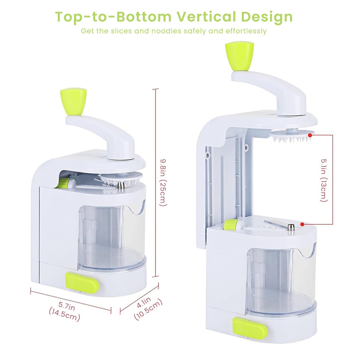 HASTHIP Potato Spiralizer Kitchen Food Processor 4-in-1 Rotating Spiralizer with Suction Cup Base Tuber Crop Spiralizer Vegetable Spiralizer for Zucchini, Carrots, Potatoes, Sweet Potatoes, Cassava