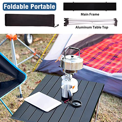 Proberos® Camping Table Foldable with Portable Bag Ultralight Camp Folding Side Aluminum Picnic Great for Backpacks Beach Tailgate Boat Small 3 PCS