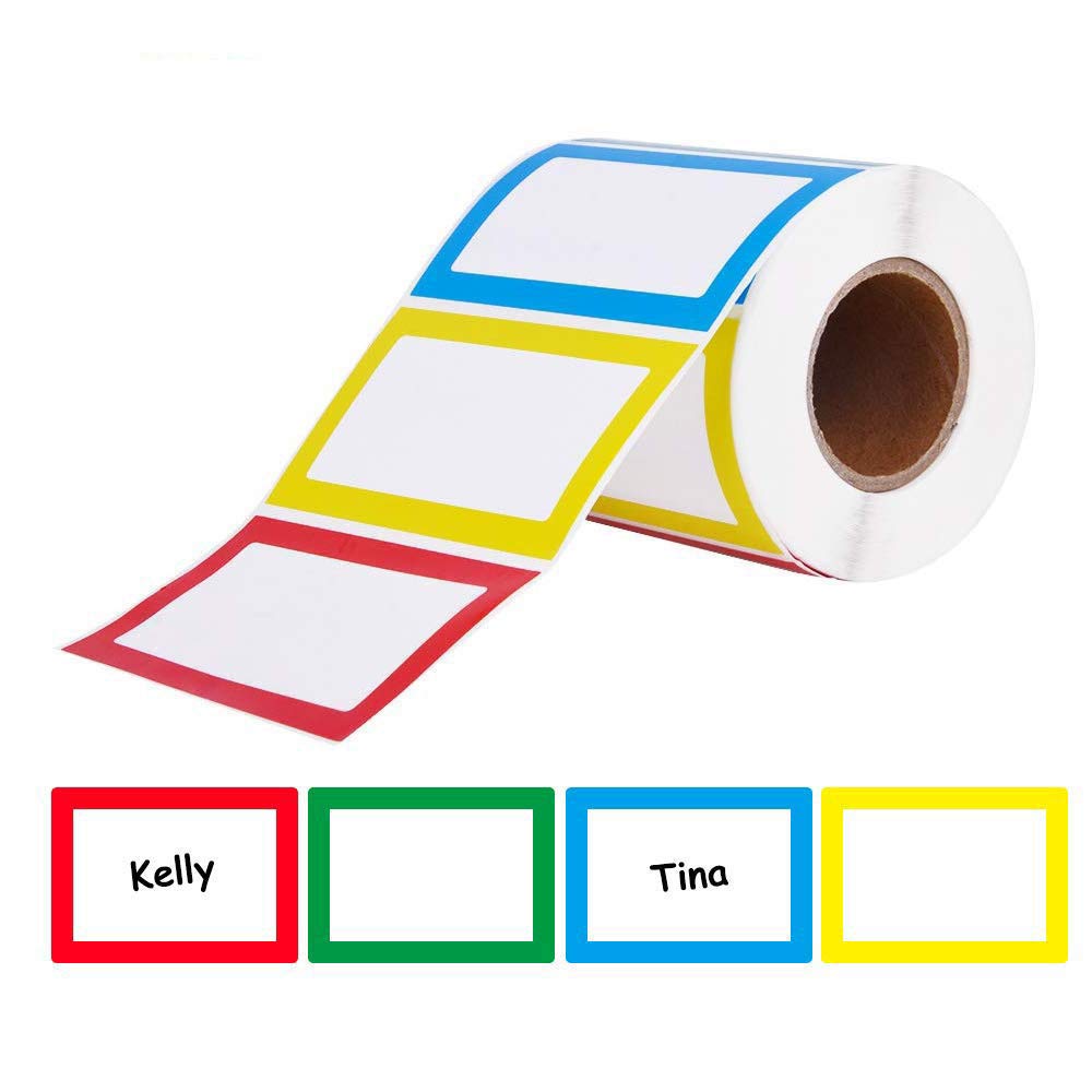 Climberty 300 Sheet Colored Label Stickers, 4 Colors Name Tag Sticker, 3.5