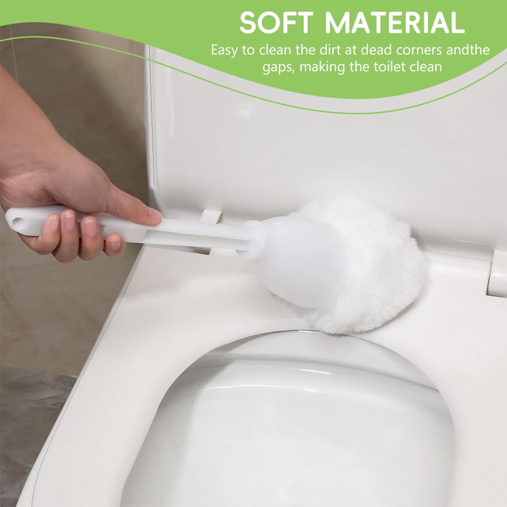 HASTHIP 2 Pack Toilet Brush Set, Scratch Free Toilet Cleaning Brush, Soft Nylon Commode Cleaning Brush Easily Clean Toilet, Compact Size for Storage and Organization (White)