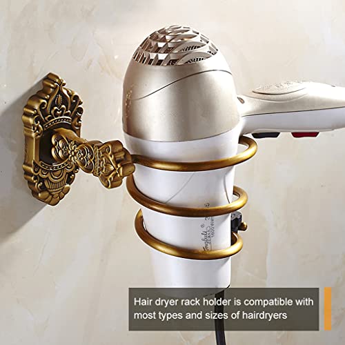 HASTHIP® Hair Dryer Stand Holder Retro Style All Aluminum Organizer Wall Mount Spiral Rack for Bathroom with Glue and Screws Without Hair Dryer 2 PCS