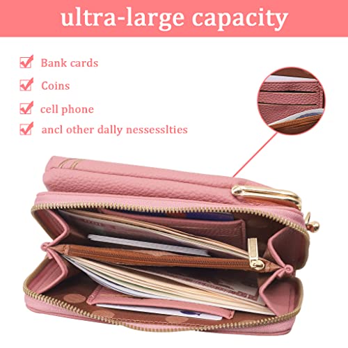 PALAY® Womens Small Cross-Body Phone Bag Stylish PU Leather Mobile Cell Holder Pocket Purse Wallet Sling Mini Shoulder Bags Pink 3 PCS