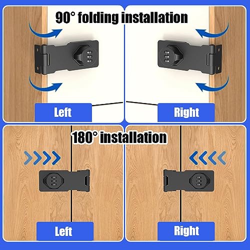 HASTHIP® Household Cabinet Password Hasp Locks Cabinet Door Combination Lock Door Security Slide Latch for Small Doors Cabinets Barn Bathroom Outdoor Garden Black 3 PCS