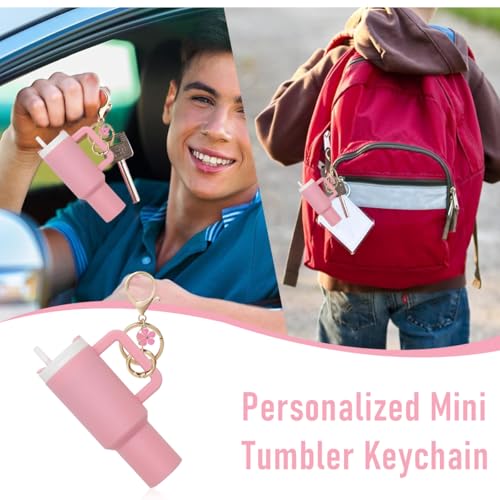 HASTHIP® Mini Keychain Accessories for Stanley Cup Cute Charms Women Purse Handbag Girls Christmas Gifts Valentines Day Pink 2PCS