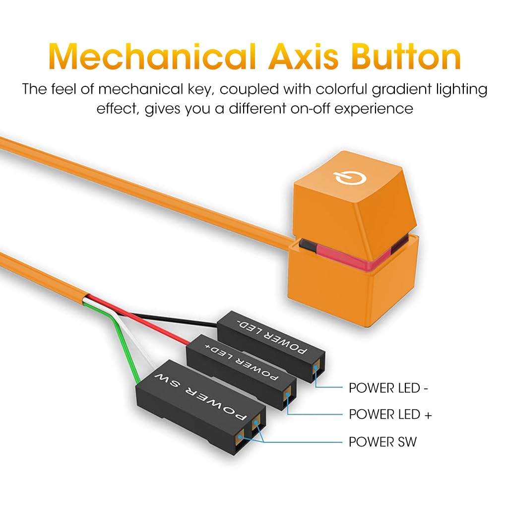 Verilux Desktop Computer Power Switch, Computer On/Off Switch, Push Button CPU Power Switch Button for Household Office Hotel Extension Cord, External Remote Start PC Motherboard Switch Button Extension Cable