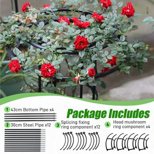 HASTHIP® Upright Trellis for Climbing Plants Garden Creeper Plant Support Steel Pipe Adjustable Outdoor Indoor 135 CM Trellis 2 PCS