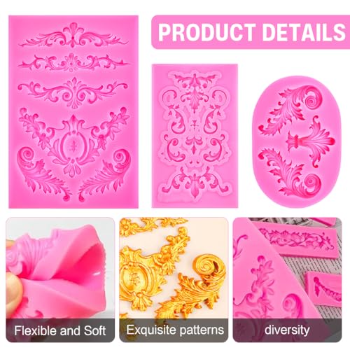 HASTHIP® Fondant Silicone Molds Set of 6PCS Intricate Fancy Food Grade for Gum Paste Chocolate Multipurpose for Cake Design