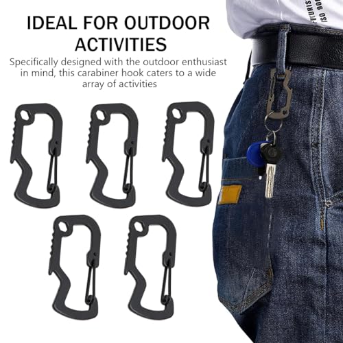 Proberos® 10PCS Black D-Type Carabiner Multifunctional Stainless Steel Clip Hooks Heavy-Duty Locking for Camping Hiking Outdoor Gear
