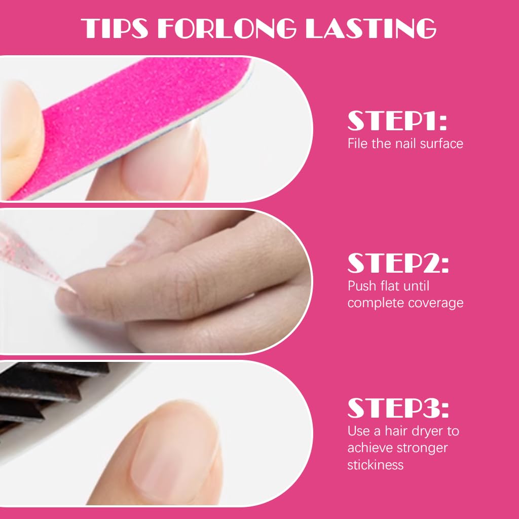 MAYCREATE 10 Sheets Double Side Nail Adhesive Tabs, Nail Glue For Press On Nails with Nail File and Nail Sticks, Press on Nails Sticky Tabs Nail Glue Sticker