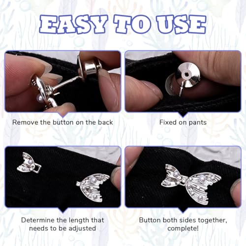 SANNIDHI® Jeans Waist Tightener Butterfly Buttons Pins for Waist Tightener for Pants Women, Reusable Cincher Clips to Tighten Loose Pants, Clothing Dresses Skirts Set of 2