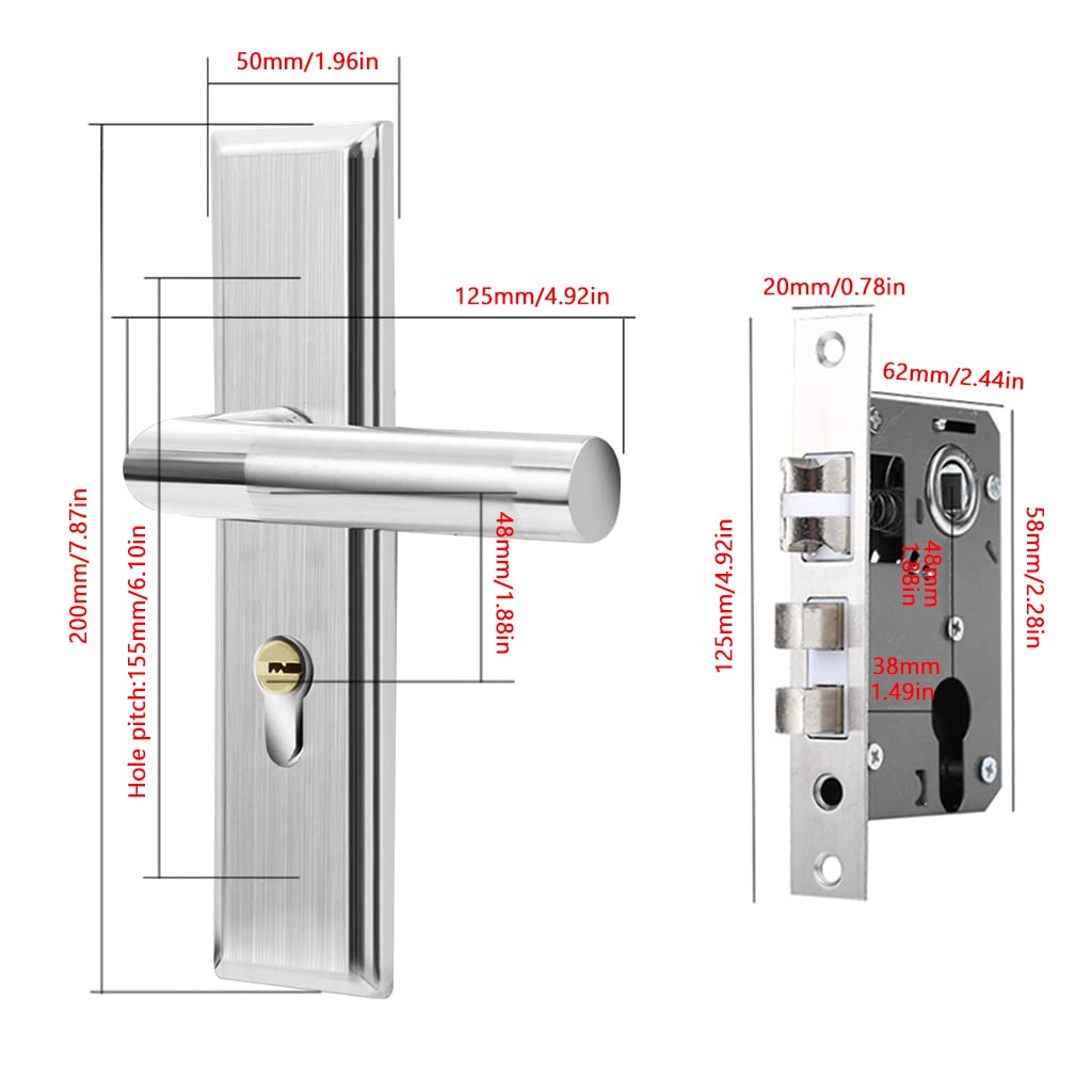 HASTHIP Heavy Duty Door Lock, Main Door Lock Set with 3 Keys, Mortise Keyed Lever Mount Latch with Deadbolt for Screen and Storm Doors, Satin Nickel, Style C