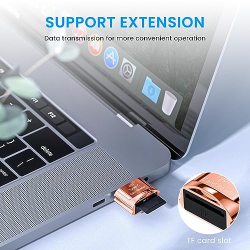 Verilux® Micro SD Card Reader Mini Type C TF with Keychain USB to SD SDHC SDXC OTG Memory Compatible Laptops MacBook 2PCS