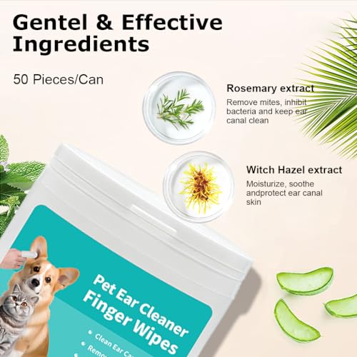 Qpets® 150PCS Pet Wet Wipes, Disposable Pet Cleaning Finger Cover Cot Wipes Dog Cat Ear Cleaning Cover Finger Wet Wipes, Non-Woven Ear Cleaning Wet Wipes Protecting Cat Dog Ear Health