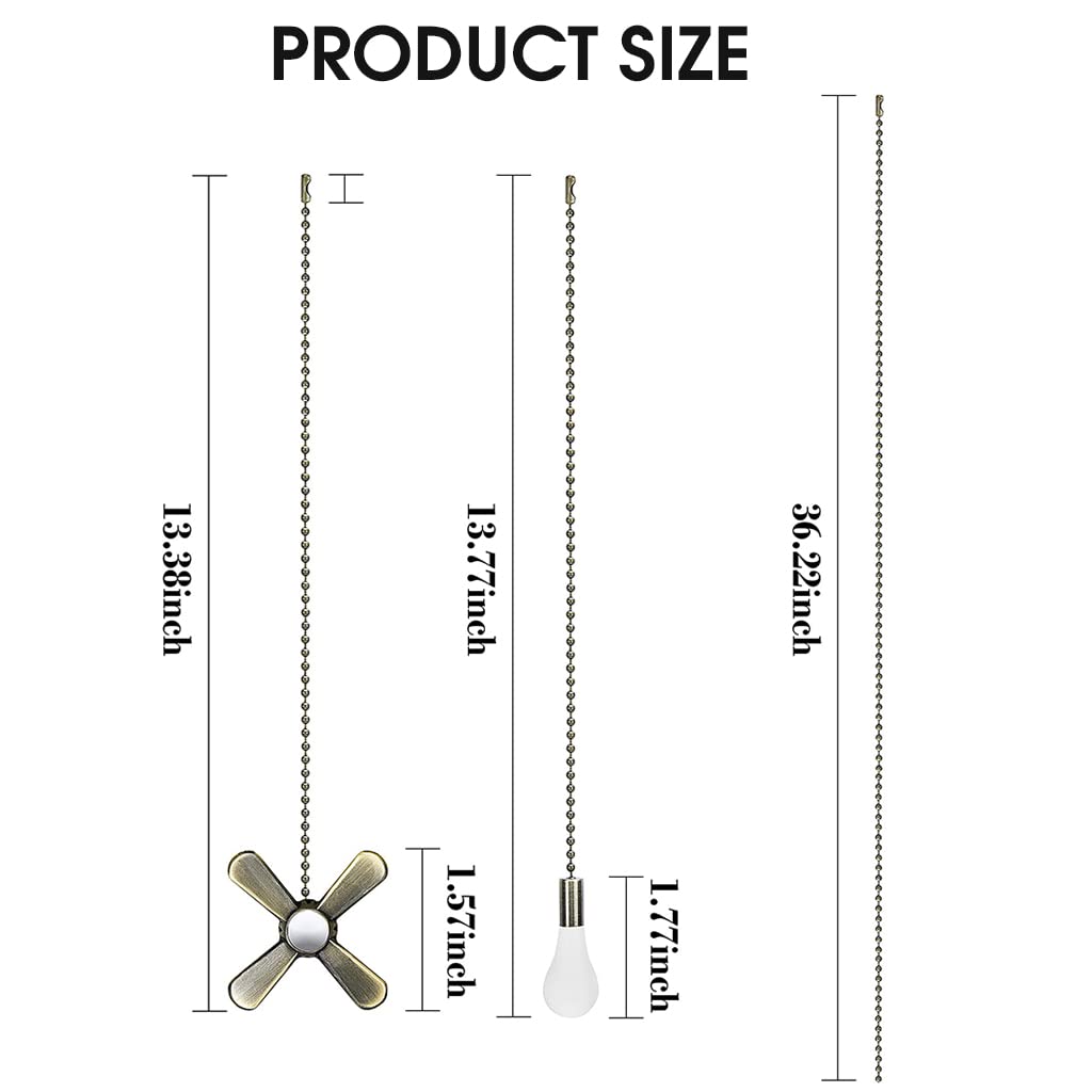 HASTHIP Ceiling Fan Pull Chain Decorative with Ball Chain Connector Included Light & Fan Pulls, 13.7 Inches Fan Pulls Set with Connector, Ceiling Light Lamp Fan Chain, 2Pcs (Bronze)