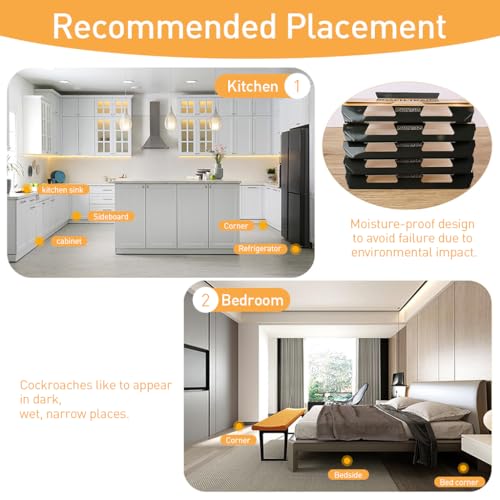 HASTHIP 10pcs Cockroach Traps for Kitchen, Room, Office, Strong Adhesive Cockroach Killer, Pesticide Free Cockroach Repellent, Safe and Easy Cockroach Trap