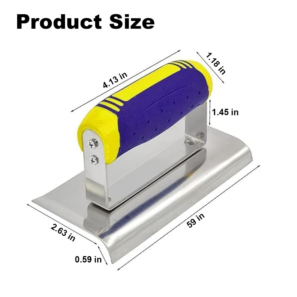 Serplex Stainless Steel Concrete Edger Curved Edged Concrete Edger with Anti-slip Rubberized Handle Multi-purpose Concrete Edger for Slabs, Sidewalks, Driveways, Decorative Concrete