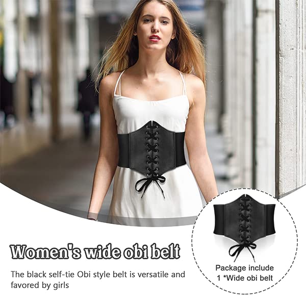 ZIBUYU Corset Tops for Women Lace-up Cinch Belt Tied Corset Elastic Waist Belt Corset Belt for Supportive Corset Top