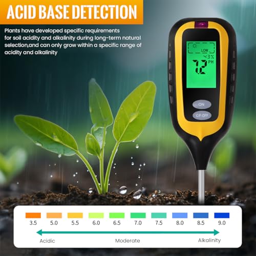 Serplex® 6 in 1 Soil Moisture Meter PH Light Temp Fertility Tester Air and Humidity Monitor Digital for Flowers Potted Plants Gardens Battery Not Included 3 PCS
