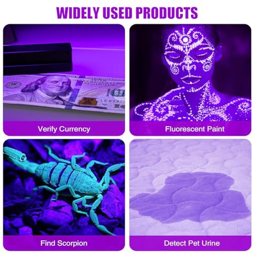 Qpets® 395NM UV Light Torch 12 LEDs UV Portable Flashlight Jade Appraisal Light Detector Lamp Also Used for Leak Pet Urine Bed Bug Scorpion Hotel Inspection Dry Stain X3