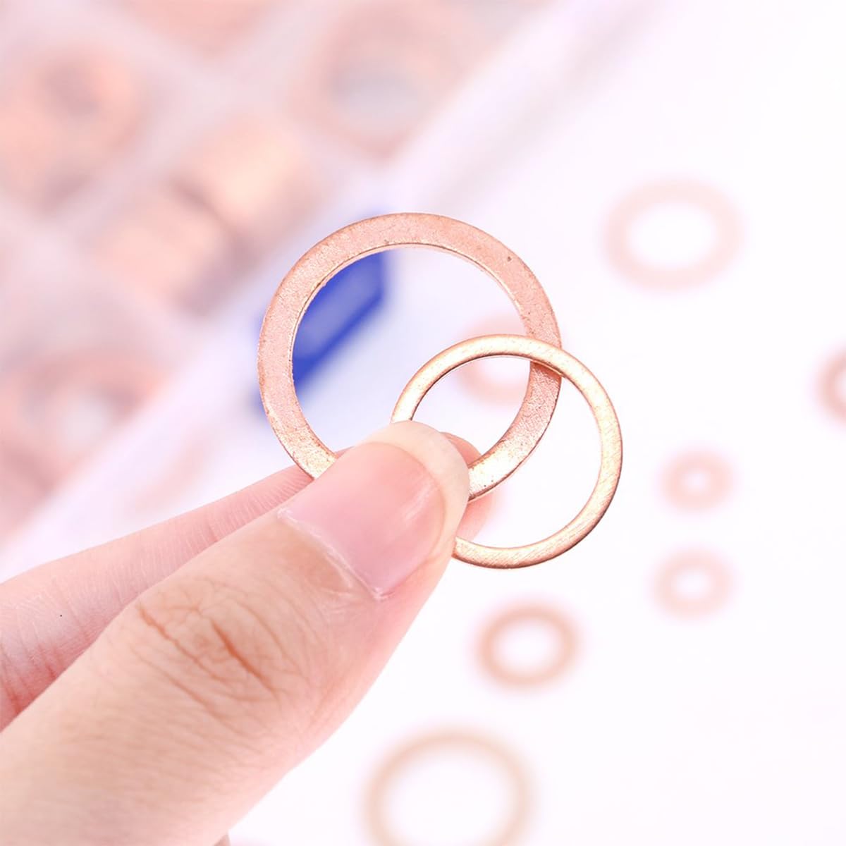 Serplex 280Pcs Fitting Rings Set with Box 12 Sizes Copper Ring Fitting Washers Durable and Leak-Proof Sealing Fitting Rings for Plumbing Mechanical Applications Repairing Accessories