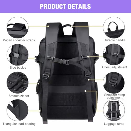 GUSTAVE® Laptop Backpack for Men Fashion PU Leather Backpack Shoulder Backpack for 15.6-Inch Laptop Waterproof Travel Backpack Business Backpack Schoolbag