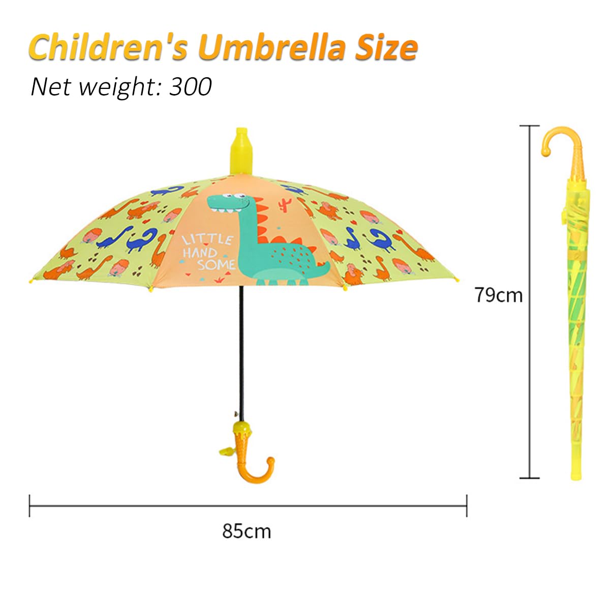 PATPAT Kids Umbrella for Sun & Rain UPF 50+ Black Coating Lining Design Strengthed 8-Ribbed Windproof Umbrella Travel Lightweight Umbrella for Kids Cartoon Dinosaur Print Umbrella