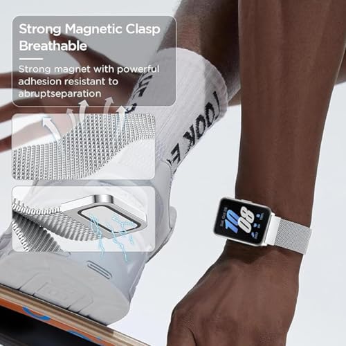 ZORBES Watch Strap for Samsung Galaxy Fit3 Men Women Deluxe Silver Magnetic Watch Strap Adjustable Magnetic Watch Strap for Samsung Galaxy Fit3, for 5.5