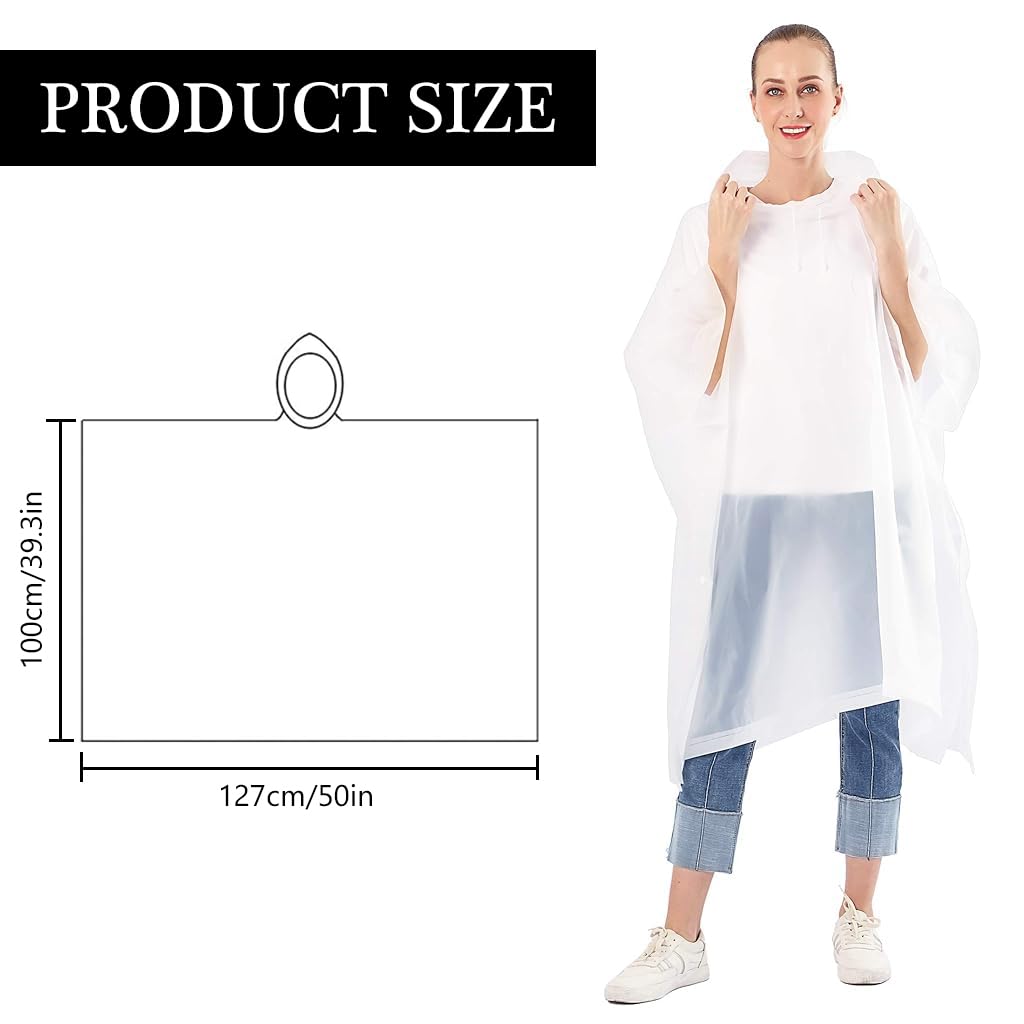 Proberos Reusable EVA Raincoats with Hood Unisex Rain Ponchos Hooded Raincoat for Camping, Hiking, Music Festival & Outdoor Activities, 1 Pack (White)