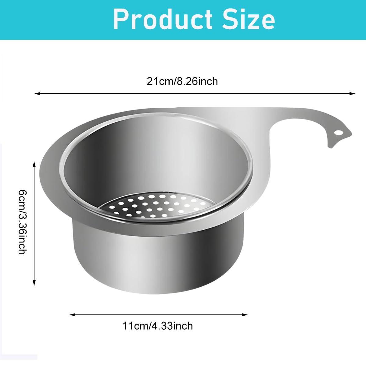 HASTHIP Kitchen Sink Strainer Basket Stainless Steel Hanging Sink Drain Basket for Residues Preventing Clogs Reuseable Kitchen Sink Mesh Strainer