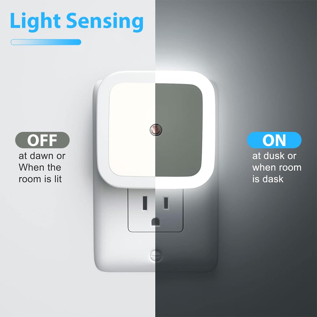 ELEPHANTBOAT 3Pcs LED Night Light with Energy-Saving Photocell Sensor, 2.4